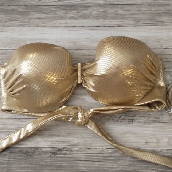 Victoria's Secret Gold Bandeau Bikini Top 34C - Picture 2 of 6